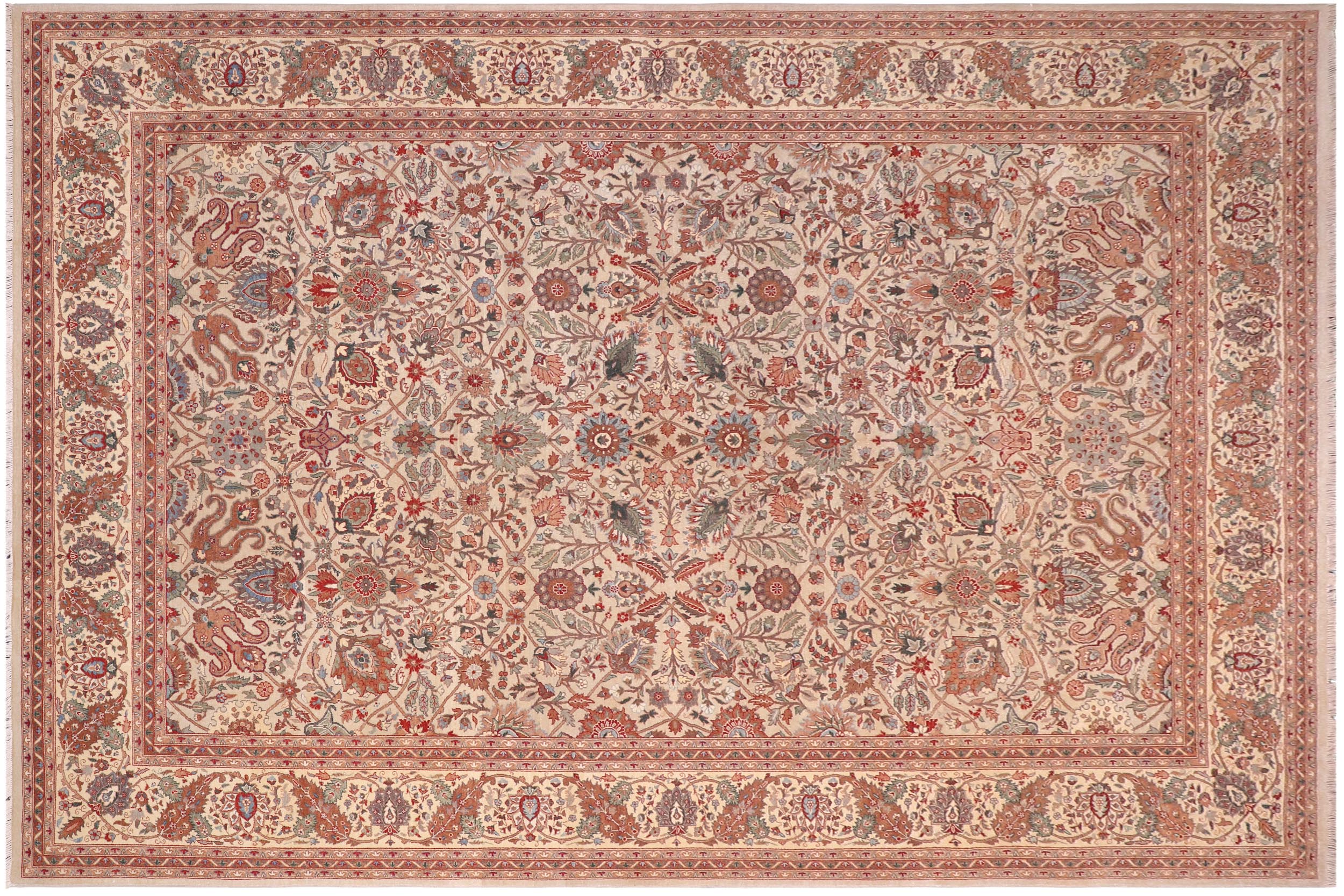 handmade Traditional  Lt. Gray Gold Hand Knotted RECTANGLE 100% WOOL area rug 10' x 14'