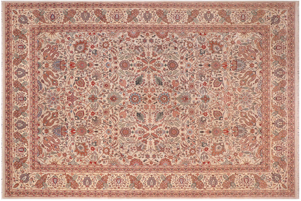 handmade Traditional  Lt. Gray Gold Hand Knotted RECTANGLE 100% WOOL area rug 10' x 14'