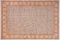 handmade Transitional  Lt. Blue Ivory Hand Knotted RECTANGLE 100% WOOL area rug 10' x 14'