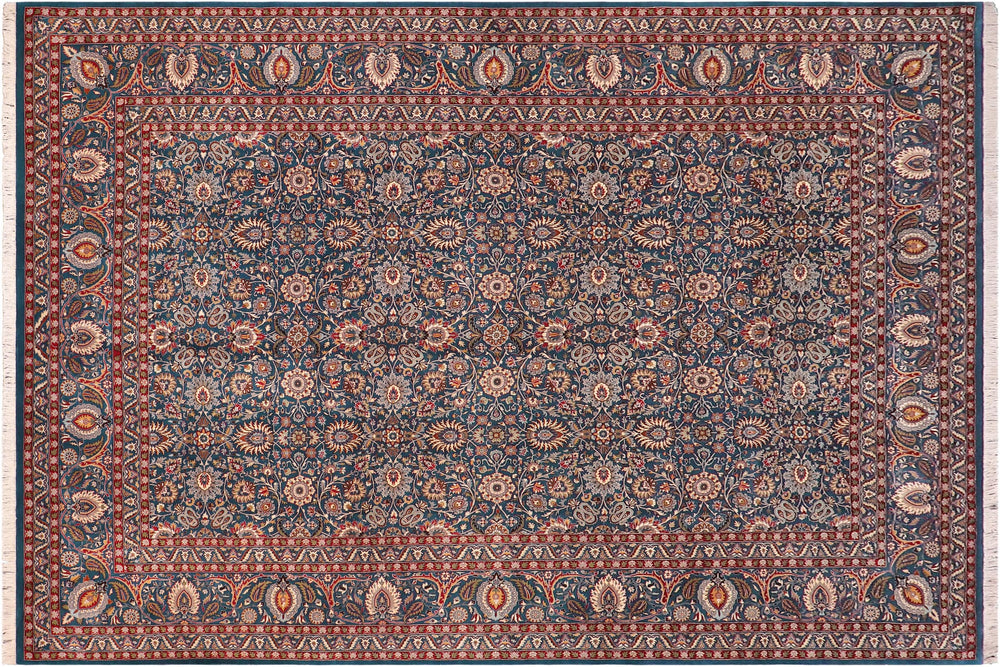 handmade Transitional New Asif Lt. Blue Lt. Blue Hand Knotted RECTANGLE 100% WOOL area rug 10x14
