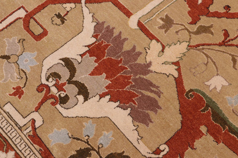 handmade Transitional  Tan Tan Hand Knotted RECTANGLE 100% WOOL area rug 10 x 13