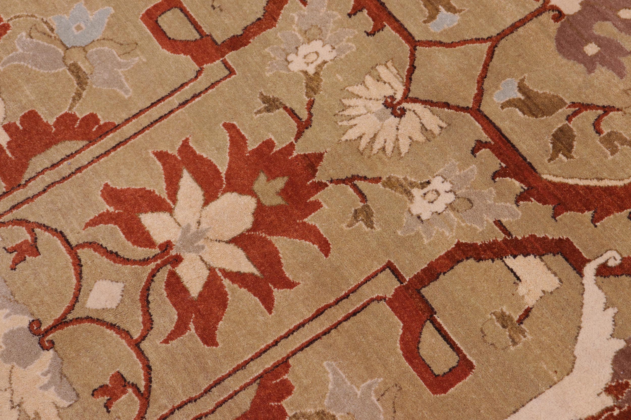 handmade Transitional  Tan Tan Hand Knotted RECTANGLE 100% WOOL area rug 10 x 13