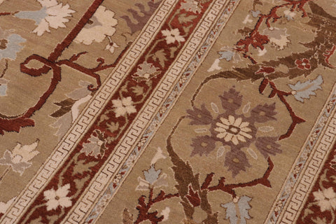 handmade Transitional  Tan Tan Hand Knotted RECTANGLE 100% WOOL area rug 10x13