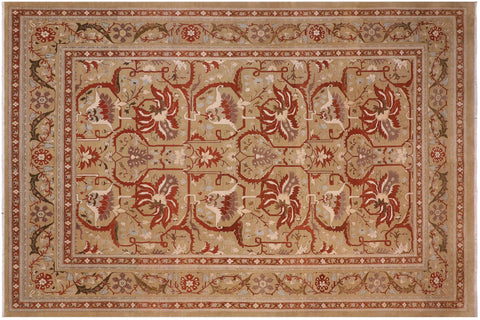 handmade Transitional  Tan Tan Hand Knotted RECTANGLE 100% WOOL area rug 10x13
