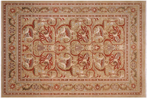 handmade Transitional  Tan Tan Hand Knotted RECTANGLE 100% WOOL area rug 10 x 13