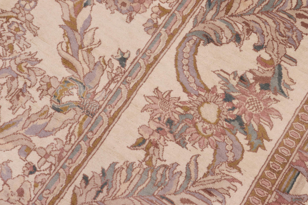 handmade Transitional Basan Ivory Pink Hand Knotted RECTANGLE 100% WOOL area rug 8x10