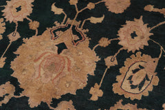 handmade Traditional Kafkaz Green Tan Hand Knotted RECTANGLE 100% WOOL area rug 10' x 14'