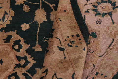 handmade Traditional Kafkaz Green Tan Hand Knotted RECTANGLE 100% WOOL area rug 10' x 14'