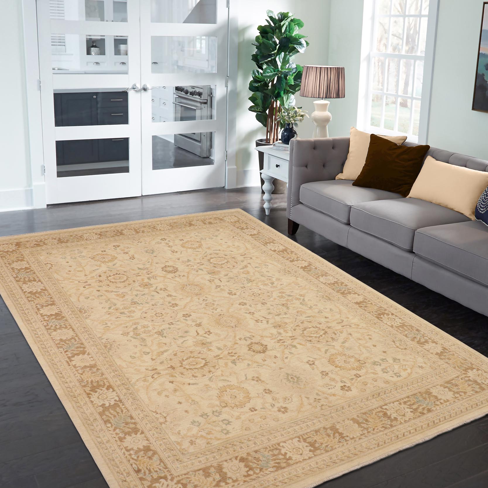 handmade Traditional Kafkaz Beige Brown Hand Knotted RECTANGLE 100% WOOL area rug 9x12