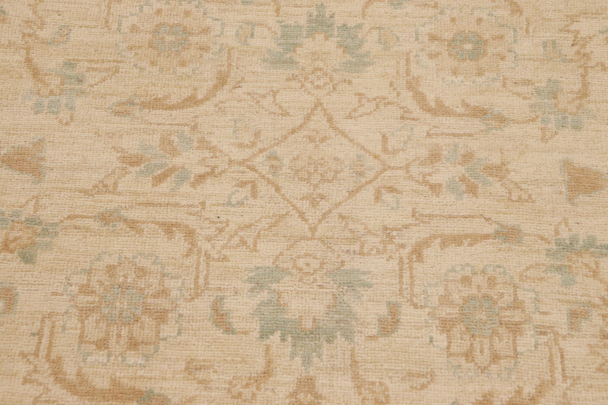 handmade Transitional Kafkaz Beige Green Hand Knotted RECTANGLE 100% WOOL area rug 9' x 12'