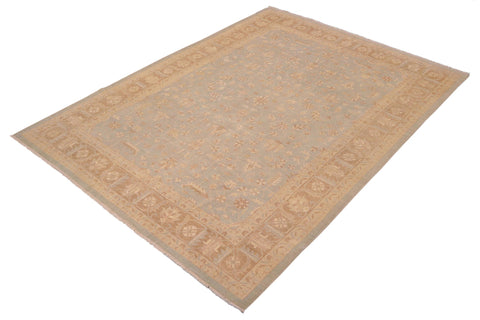 handmade Transitional Kafkaz Lt. Blue Lt. Brown Hand Knotted RECTANGLE 100% WOOL area rug 9' x 11'