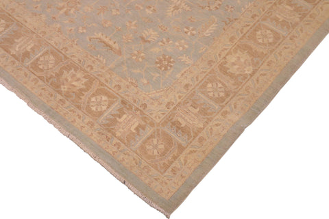 handmade Transitional Kafkaz Lt. Blue Lt. Brown Hand Knotted RECTANGLE 100% WOOL area rug 9' x 11'