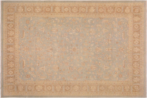handmade Transitional Kafkaz Lt. Blue Lt. Brown Hand Knotted RECTANGLE 100% WOOL area rug 9' x 11'