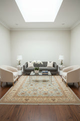 handmade Traditional Design Lt. Blue Tan Hand Knotted RECTANGLE 100% WOOL area rug 9' x 12'