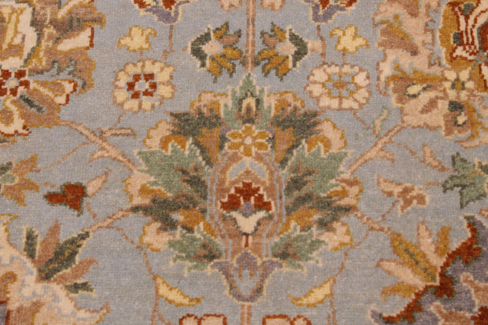 handmade Traditional Design Lt. Blue Tan Hand Knotted RECTANGLE 100% WOOL area rug 9' x 12'