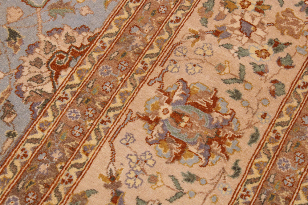 handmade Traditional Design Lt. Blue Tan Hand Knotted RECTANGLE 100% WOOL area rug 9' x 12'