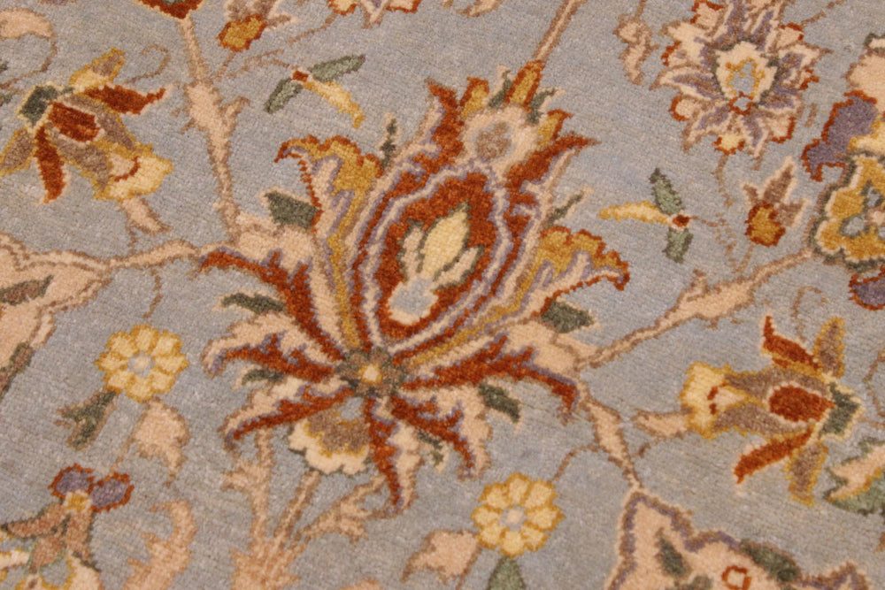 handmade Traditional Design Lt. Blue Tan Hand Knotted RECTANGLE 100% WOOL area rug 9' x 12'