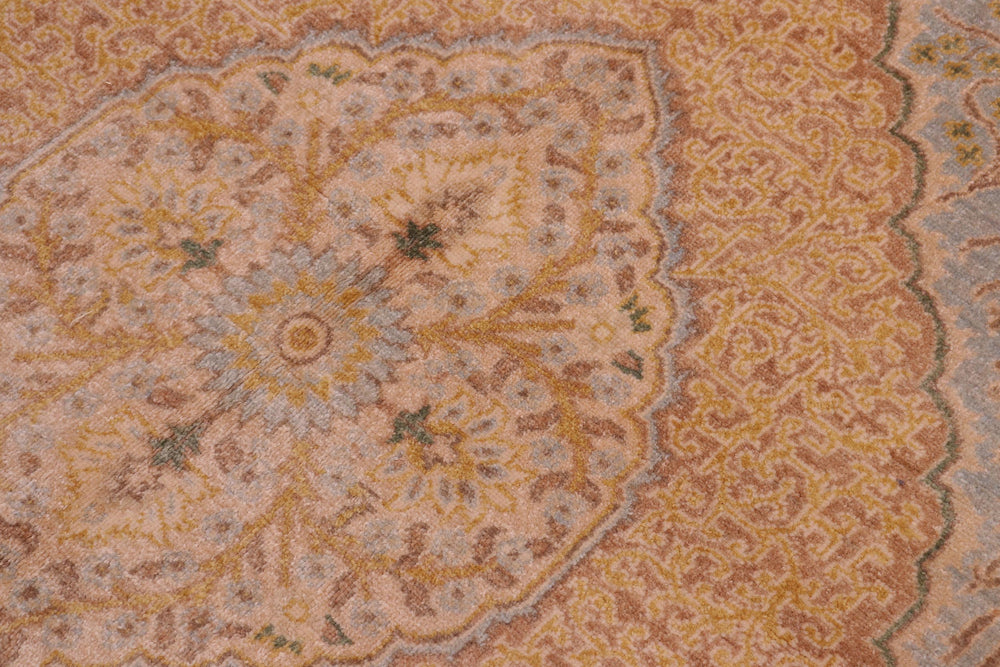 handmade Traditional Design Lt. Blue Gold Hand Knotted RECTANGLE 100% WOOL area rug 6' x 7'
