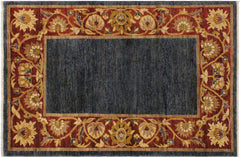 handmade Modern Gabbeh Blue Red Hand Knotted RECTANGLE 100% WOOL area rug 4' x 6'
