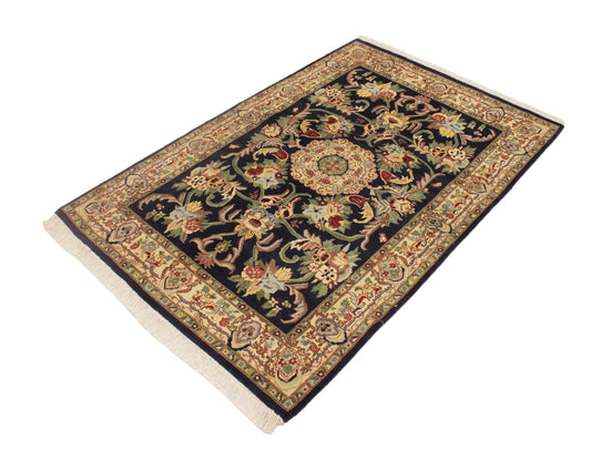 handmade Traditional Anarlaki Blue Beige Hand Knotted RECTANGLE 100% WOOL area rug 4x6