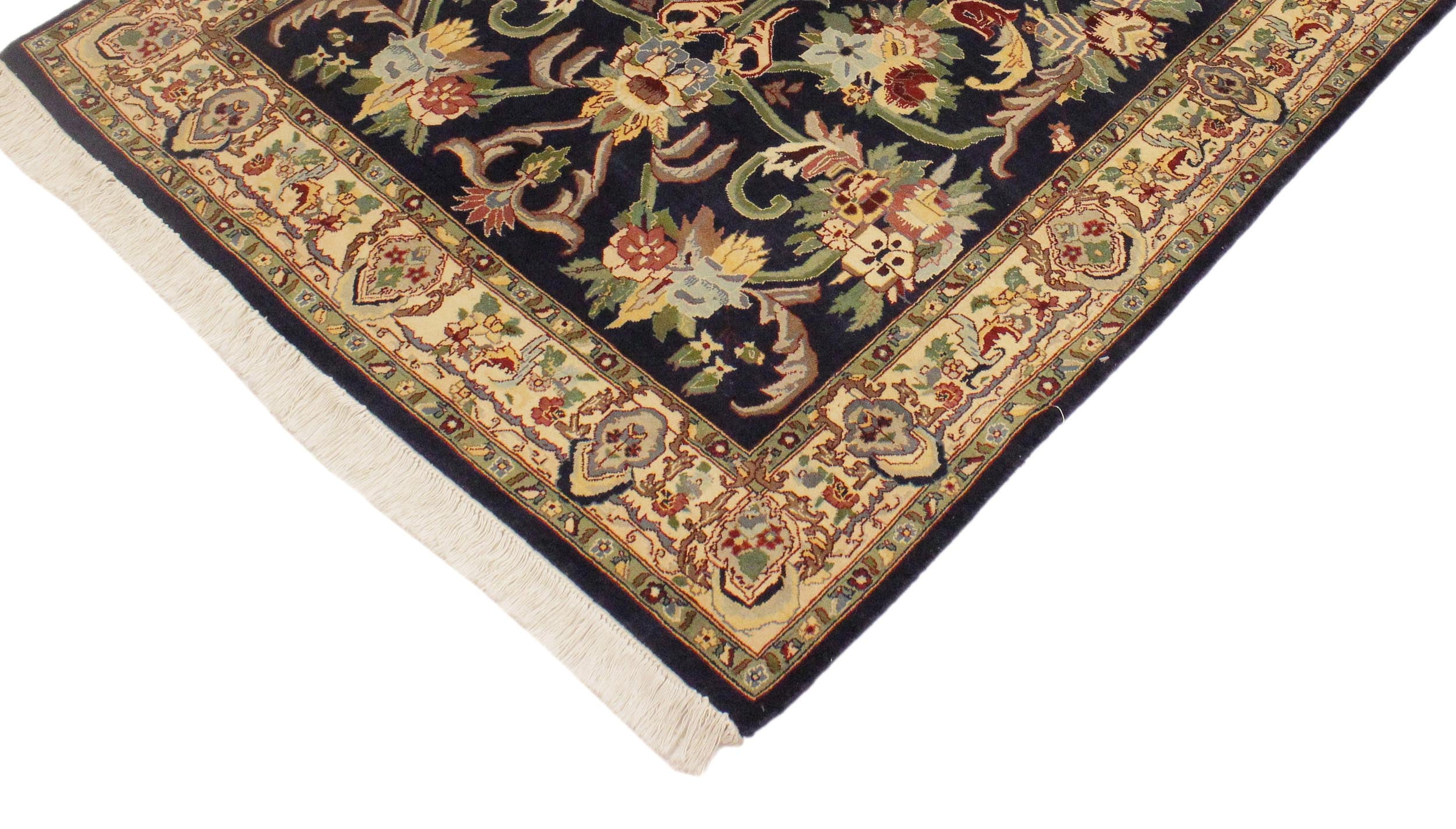 handmade Traditional Anarlaki Blue Beige Hand Knotted RECTANGLE 100% WOOL area rug 4x6