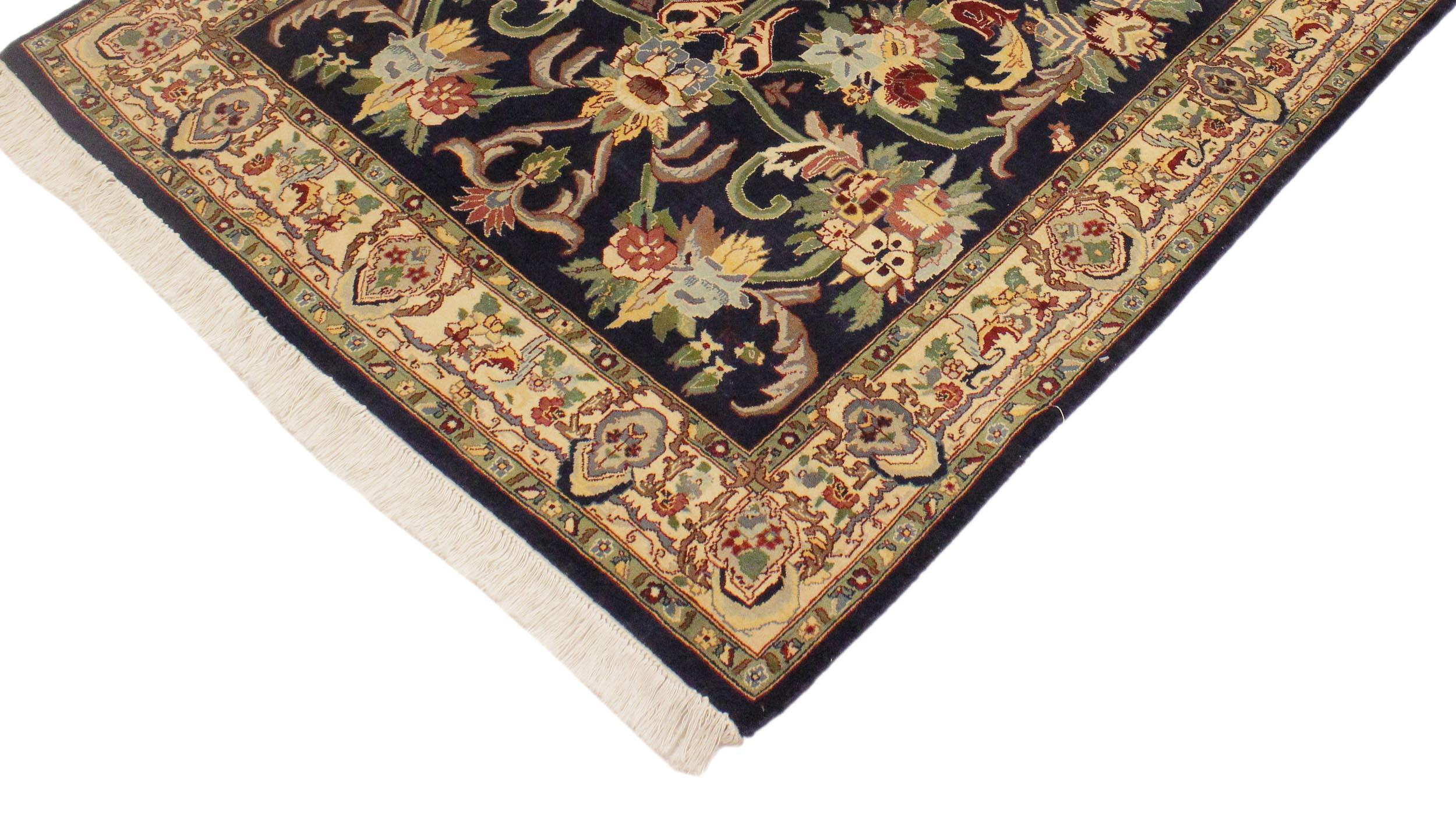 handmade Traditional Anarlaki Blue Beige Hand Knotted RECTANGLE 100% WOOL area rug 4x6
