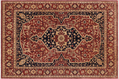 handmade Traditional Kafkaz Rust Blue Hand Knotted RECTANGLE 100% WOOL area rug 10' x 12'