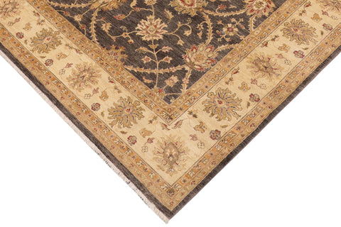 handmade Transitional Kafkaz Charcoal Beige Hand Knotted RECTANGLE 100% WOOL area rug 9' x 12'