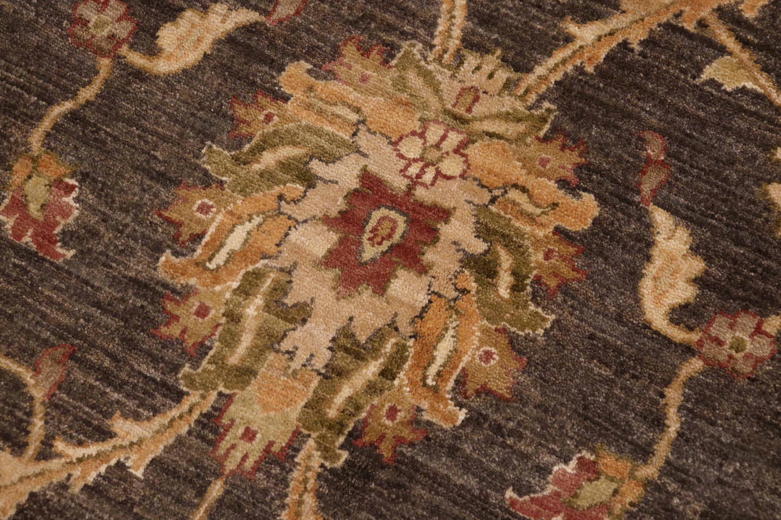 handmade Transitional Kafkaz Charcoal Beige Hand Knotted RECTANGLE 100% WOOL area rug 9' x 12'