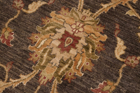 handmade Transitional Kafkaz Charcoal Beige Hand Knotted RECTANGLE 100% WOOL area rug 9' x 12'