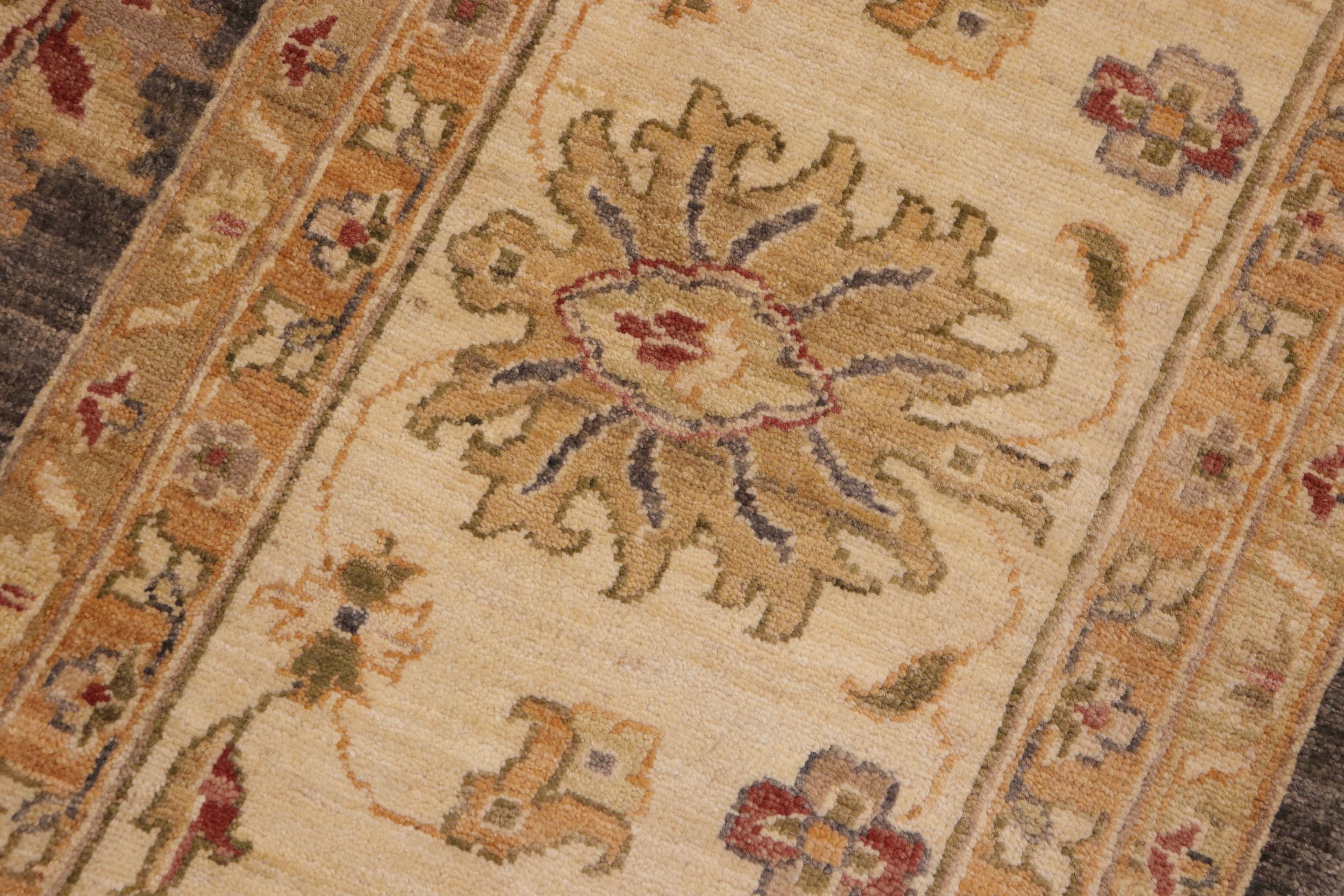 handmade Transitional Kafkaz Charcoal Beige Hand Knotted RECTANGLE 100% WOOL area rug 9' x 12'