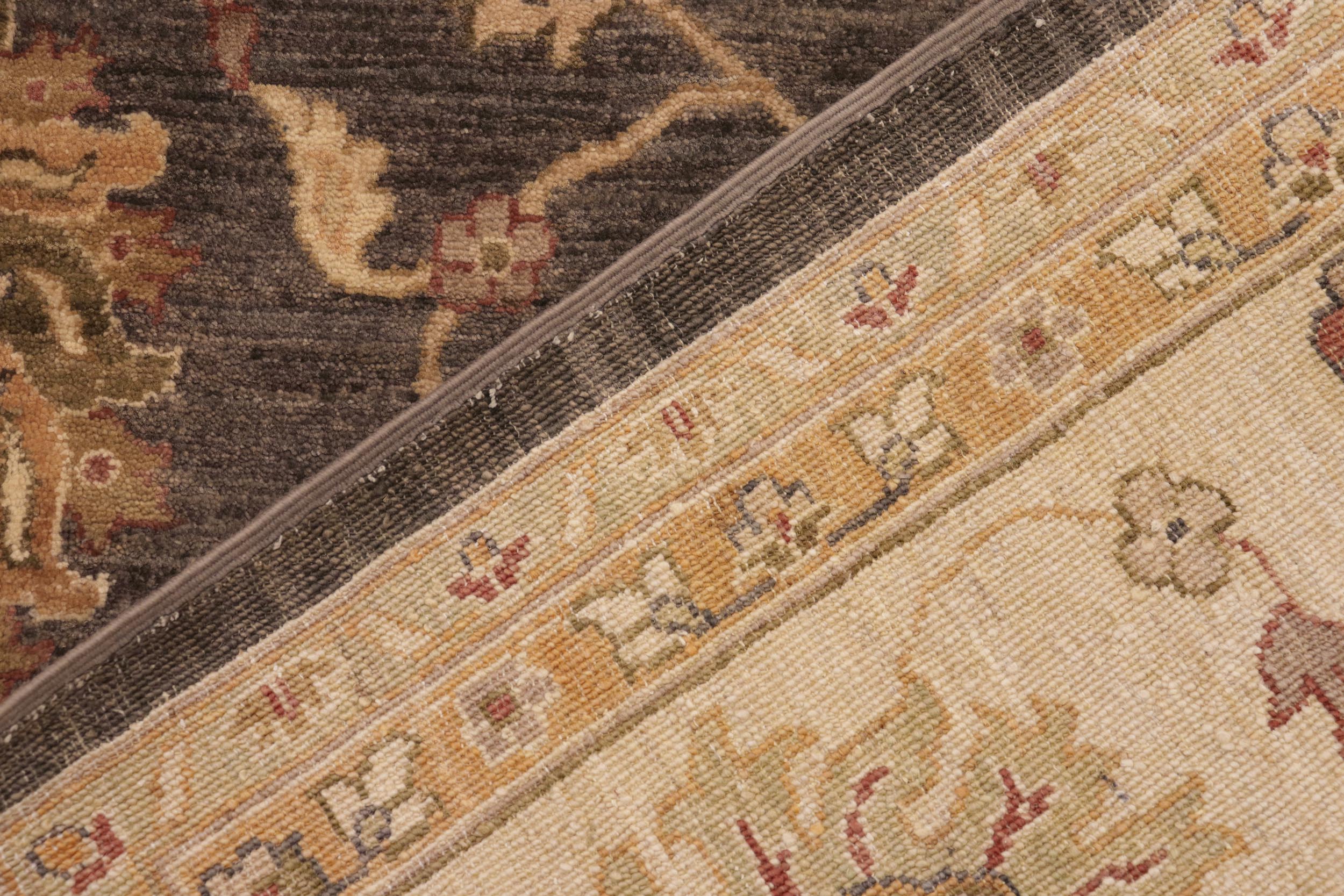 handmade Transitional Kafkaz Charcoal Beige Hand Knotted RECTANGLE 100% WOOL area rug 9' x 12'