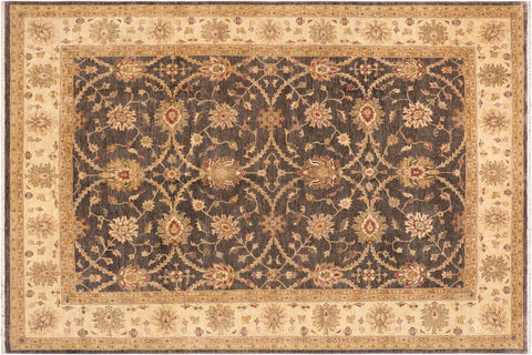 handmade Transitional Kafkaz Charcoal Beige Hand Knotted RECTANGLE 100% WOOL area rug 9' x 12'