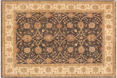 handmade Transitional Kafkaz Charcoal Beige Hand Knotted RECTANGLE 100% WOOL area rug 9' x 12'