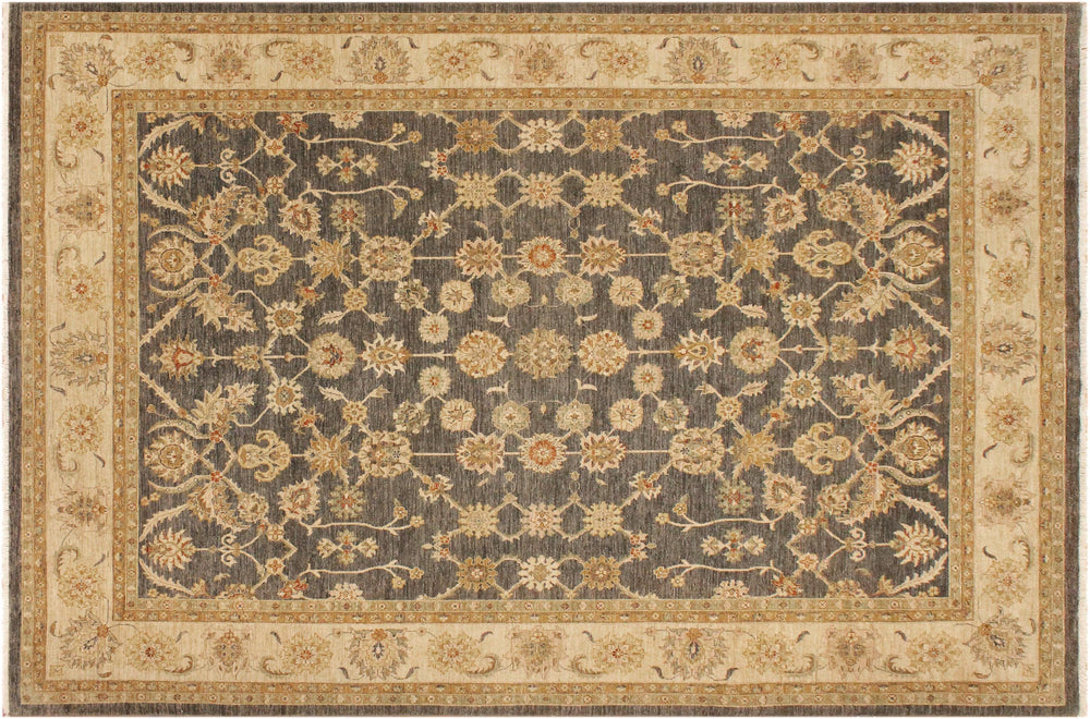 handmade Transitional Kafkaz Gray Beige Hand Knotted RECTANGLE 100% WOOL area rug 9' x 12'