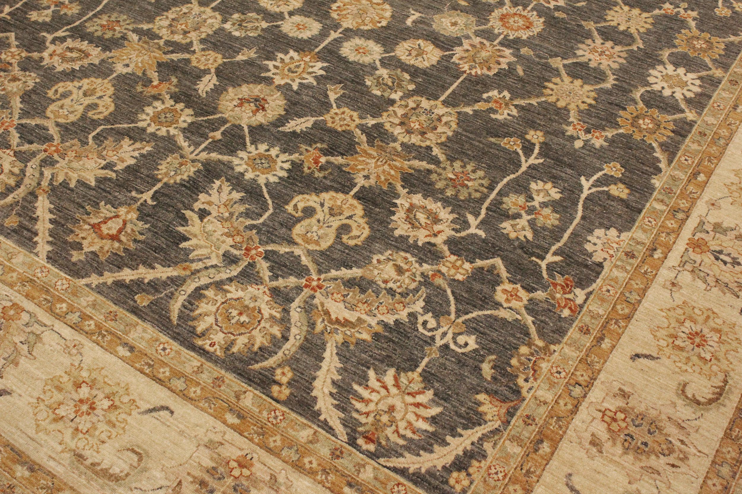 handmade Transitional Kafkaz Gray Beige Hand Knotted RECTANGLE 100% WOOL area rug 9' x 12'