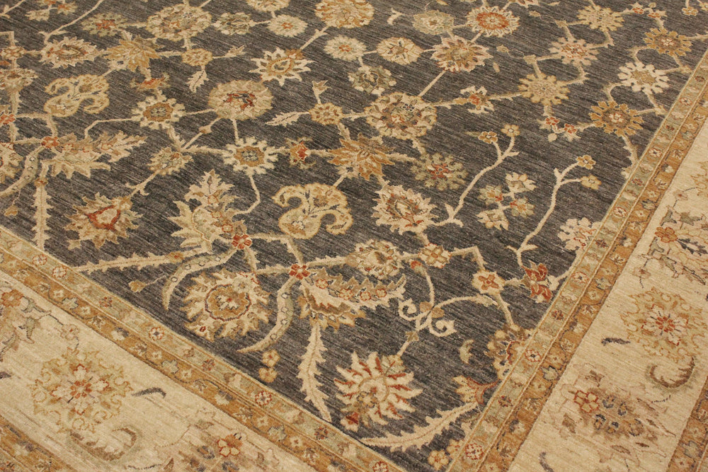 handmade Transitional Kafkaz Gray Beige Hand Knotted RECTANGLE 100% WOOL area rug 9' x 12'