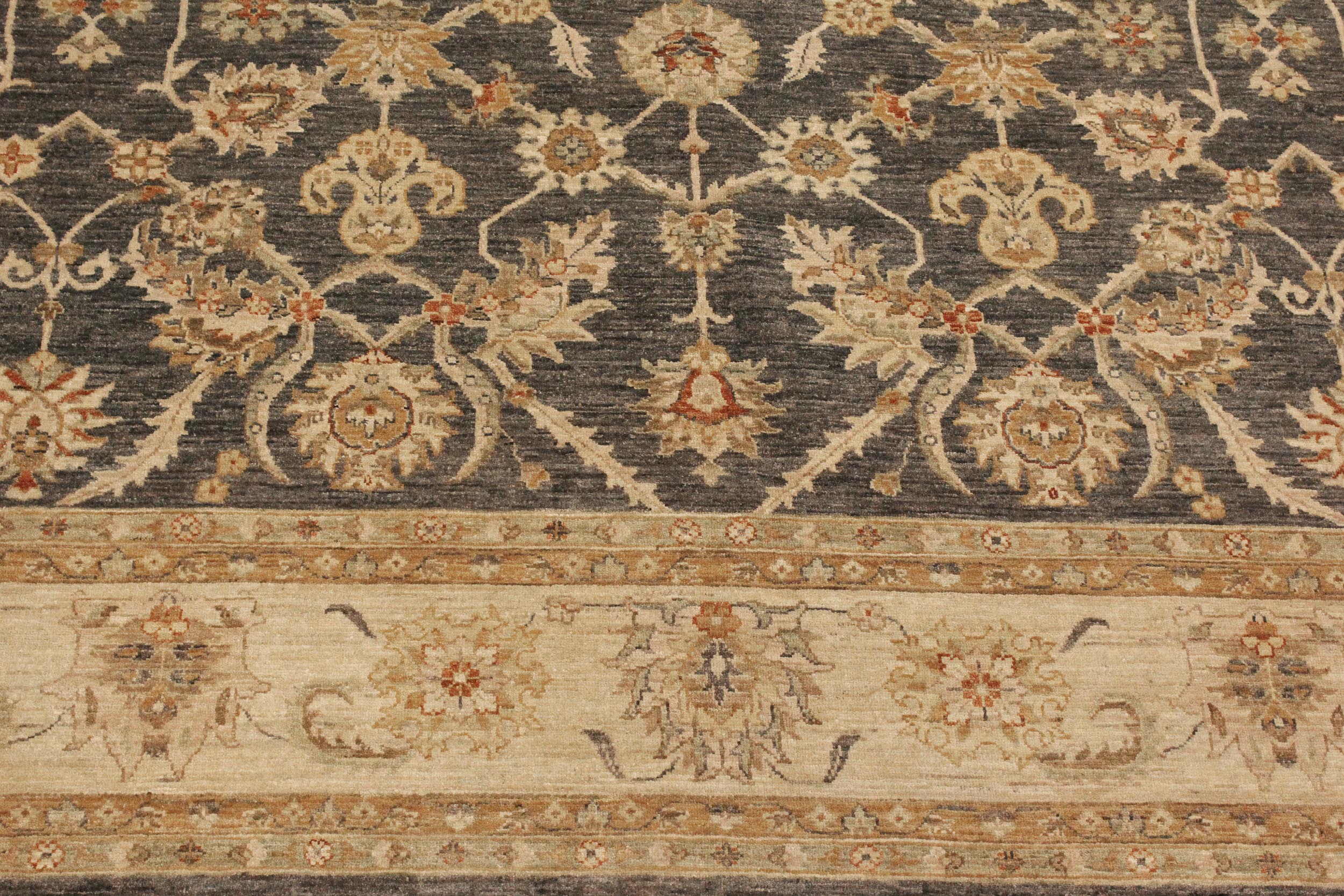 handmade Transitional Kafkaz Gray Beige Hand Knotted RECTANGLE 100% WOOL area rug 9' x 12'