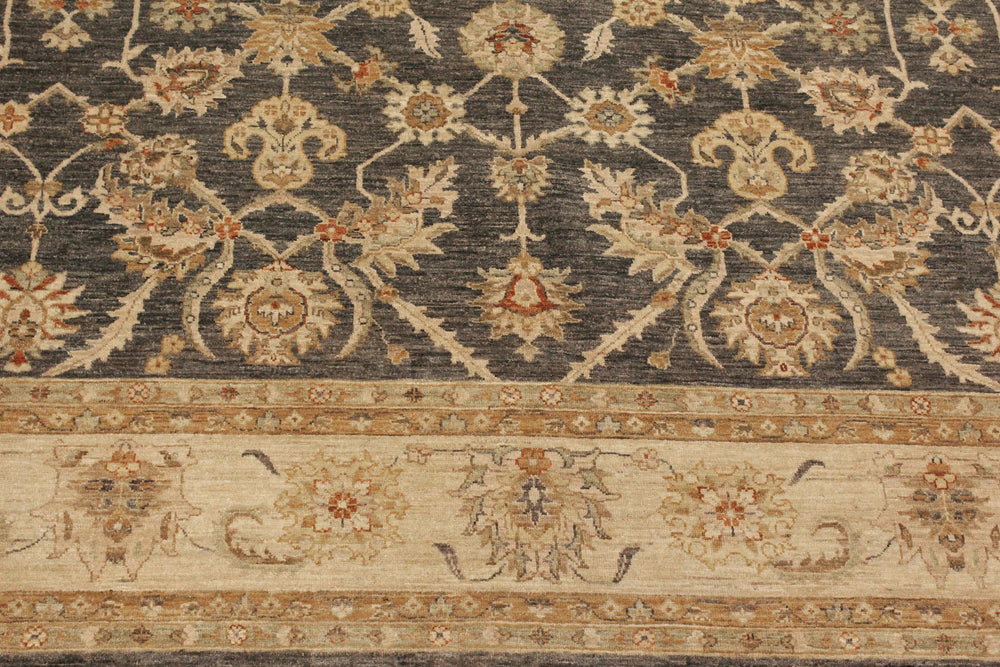 handmade Transitional Kafkaz Gray Beige Hand Knotted RECTANGLE 100% WOOL area rug 9' x 12'