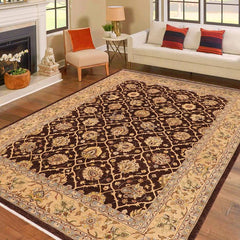 handmade Transitional Kafkaz Brown Tan Hand Knotted RECTANGLE 100% WOOL area rug 9 x 12