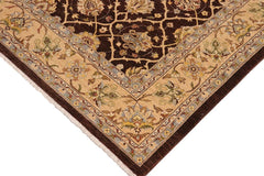 handmade Transitional Kafkaz Brown Tan Hand Knotted RECTANGLE 100% WOOL area rug 9 x 12