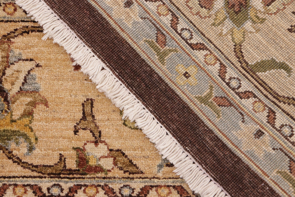 handmade Transitional Kafkaz Brown Tan Hand Knotted RECTANGLE 100% WOOL area rug 9' x 12'
