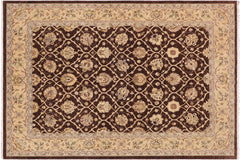 handmade Transitional Kafkaz Brown Tan Hand Knotted RECTANGLE 100% WOOL area rug 9' x 12'