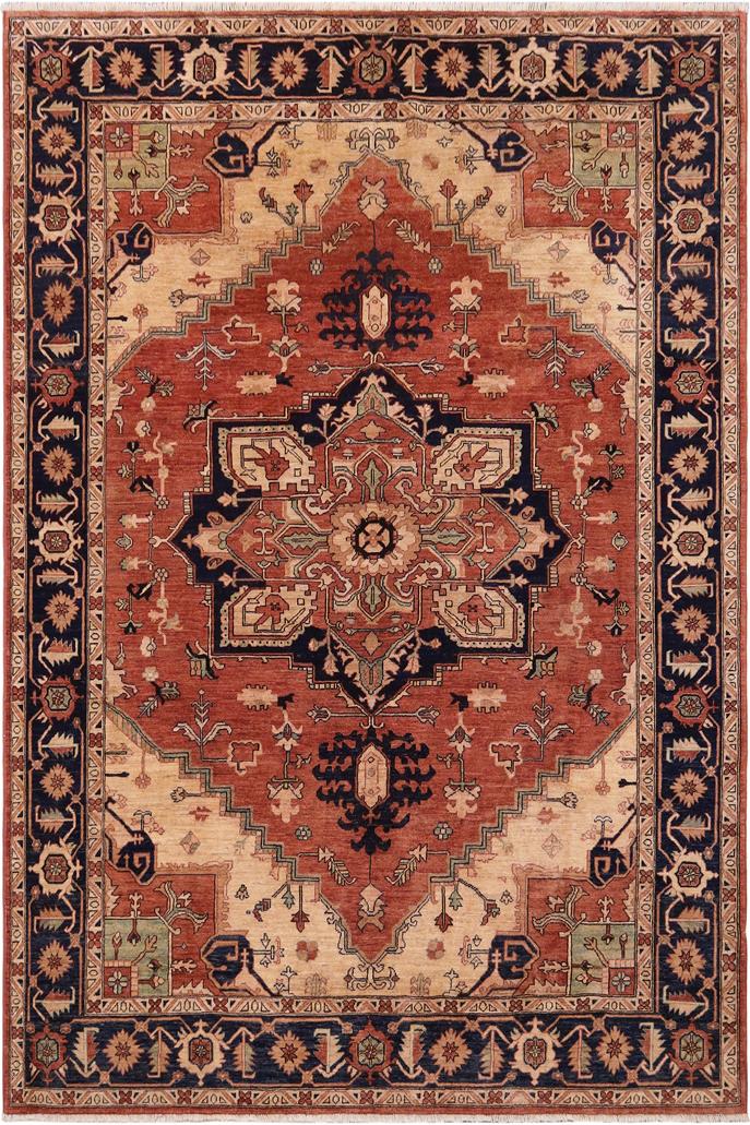 handmade Traditional Heriz Rust Blue Hand Knotted RECTANGLE 100% WOOL area rug 9 x 12