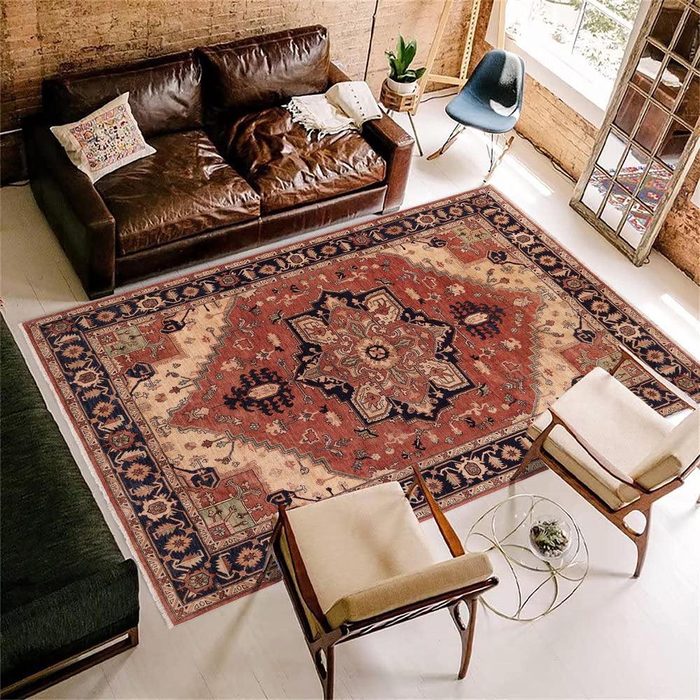 handmade Traditional Kafkaz Rust Blue Hand Knotted RECTANGLE 100% WOOL area rug 9' x 12'