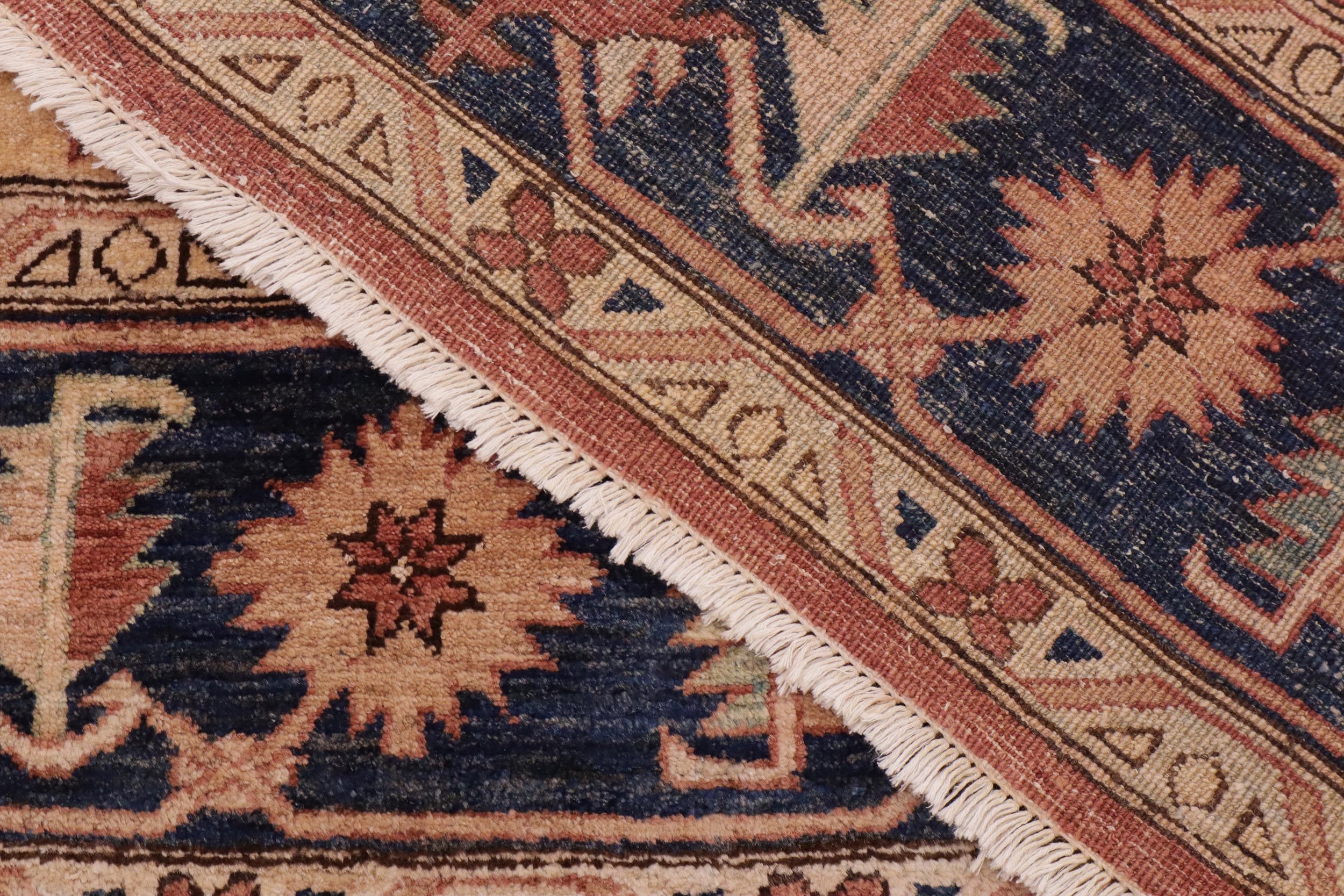 handmade Traditional Kafkaz Rust Blue Hand Knotted RECTANGLE 100% WOOL area rug 9' x 12'