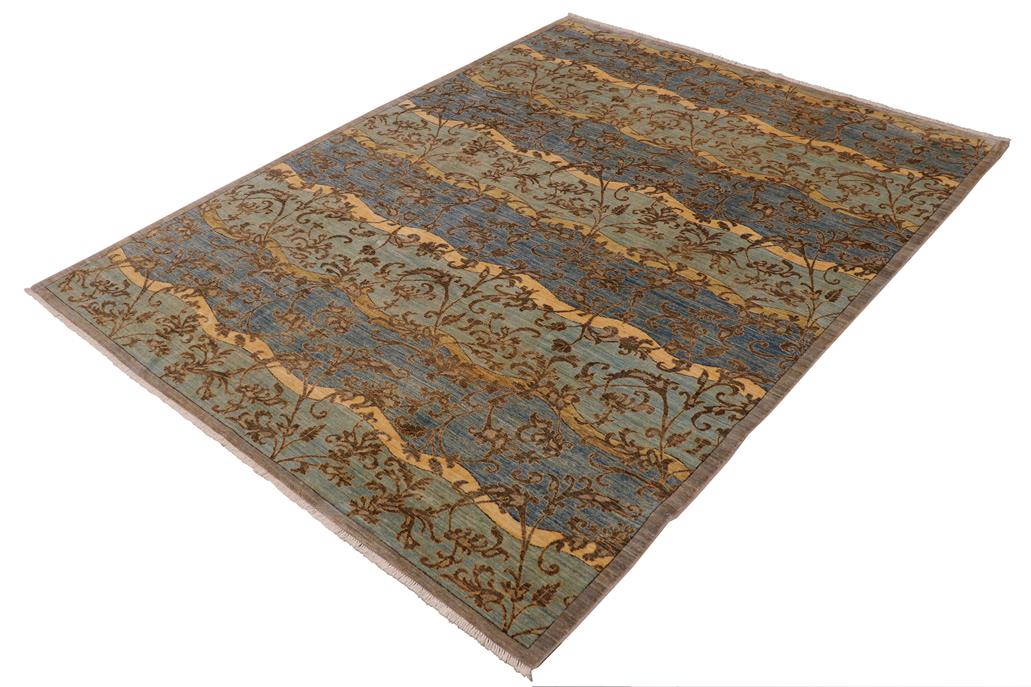 handmade Transitional Kafkaz Blue Gray Hand Knotted RECTANGLE 100% WOOL area rug 9 x 12