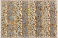 handmade Modern Kafkaz Blue Gray Hand Knotted RECTANGLE 100% WOOL area rug 9' x 12'