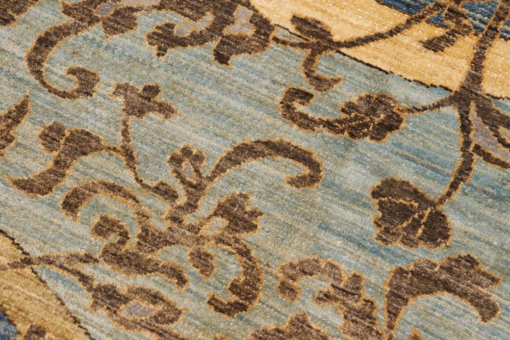 handmade Modern Kafkaz Blue Gray Hand Knotted RECTANGLE 100% WOOL area rug 9' x 12'