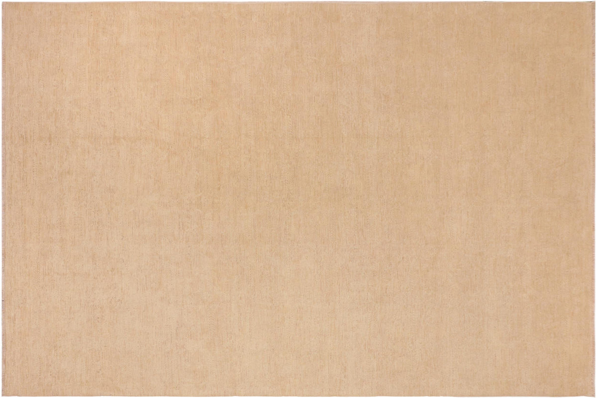 10x14 hand knotted modern wool rug in tan and brown - Eclectic Katelynn